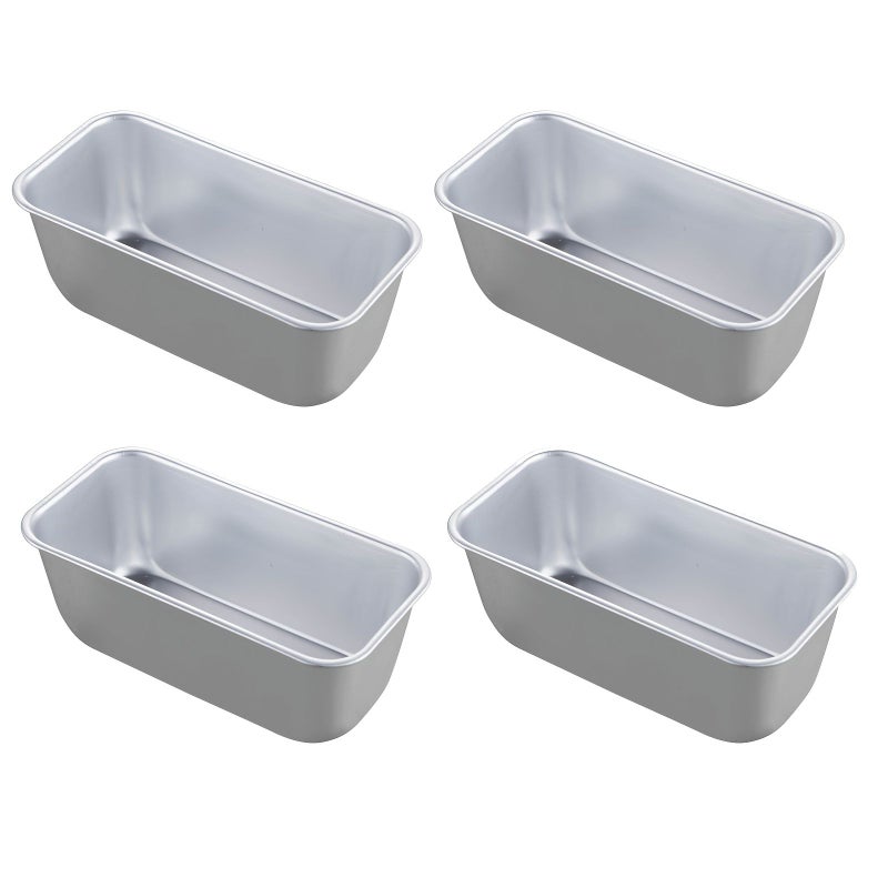 4 Pcs 7.87 Inch Rectangular Anodized Aluminum Chiffon Cake Molds Non Stick Baking Pan for Brownies Toast Bread Pudding Jelly Home Kitchen Oven - Image 4