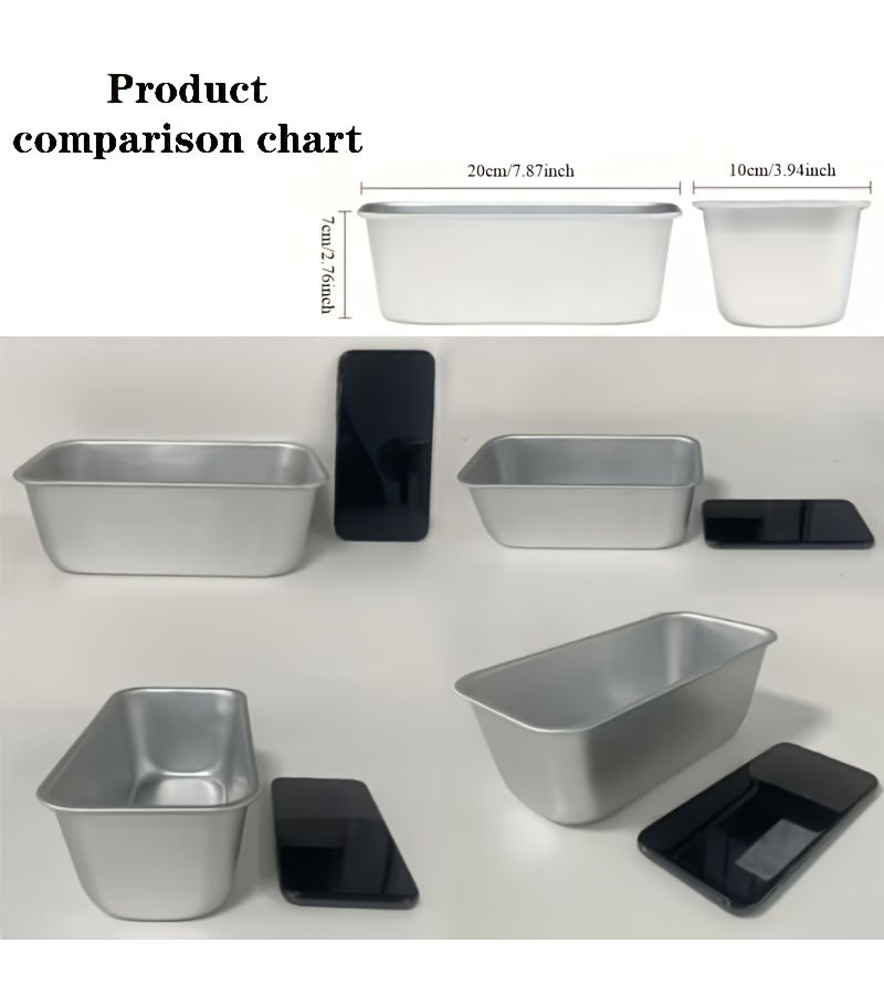 4 Pcs 7.87 Inch Rectangular Anodized Aluminum Chiffon Cake Molds Non Stick Baking Pan for Brownies Toast Bread Pudding Jelly Home Kitchen Oven - Image 5