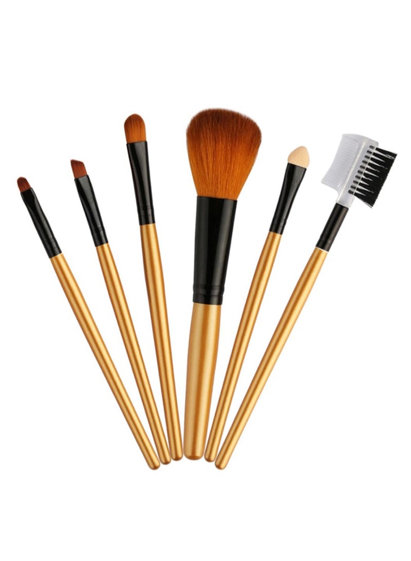 6-Piece Make-Up Brush Set Gold/Black/Brown