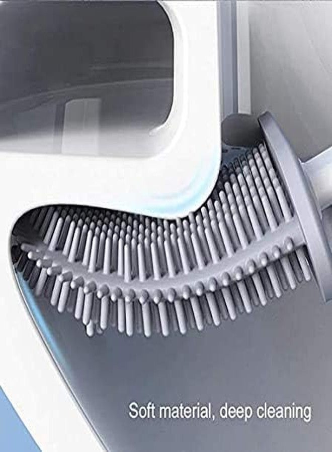 Cyrox Anti-drip Toilet Bowl Cleaner Brush and Holder Wall-Mounted Drain Plug Soft Silicone Toilet Bathroom Cleaning Brush No-Slip Long Handle for Home, Office (1Pcs) - Image 4