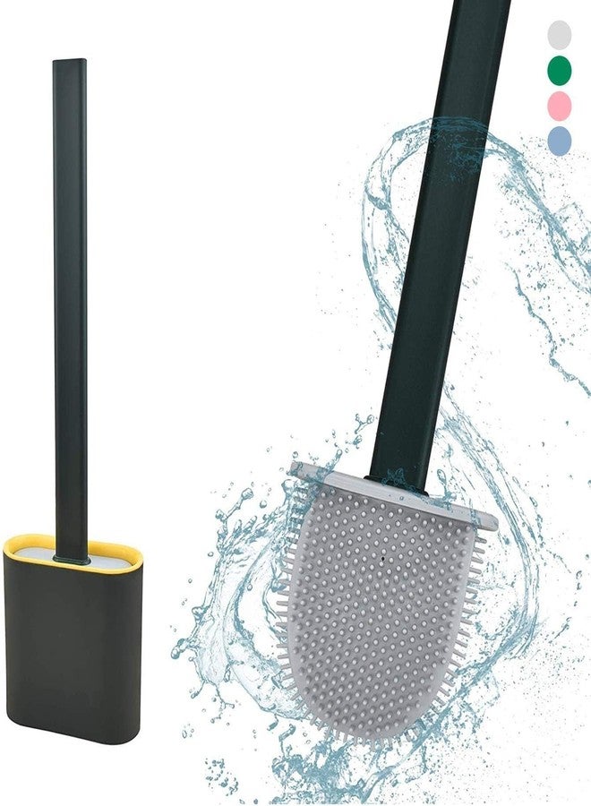 Cyrox Anti-drip Toilet Bowl Cleaner Brush and Holder Wall-Mounted Drain Plug Soft Silicone Toilet Bathroom Cleaning Brush No-Slip Long Handle for Home, Office (1Pcs) - Image 3