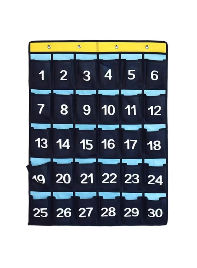 Durable Polyester Classroom Cell Phone & Calculator Organizer - Colorful Numbered Pocket Chart with Over-the-Door Hooks, Ideal for School, Meeting Rooms & Dorms, Classroom Accessories - Image 1