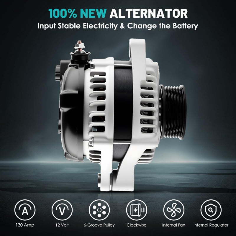 Farrme 11392 Car Alternator Fit for Honda Accord 2008-2012, for Honda Accord Crosstour 2010 3.5L V6 Automotive Replacement Alternators 31100-R70-A01, 104210-5910 Alternator 130A 6-Groove Pulley - Image 3