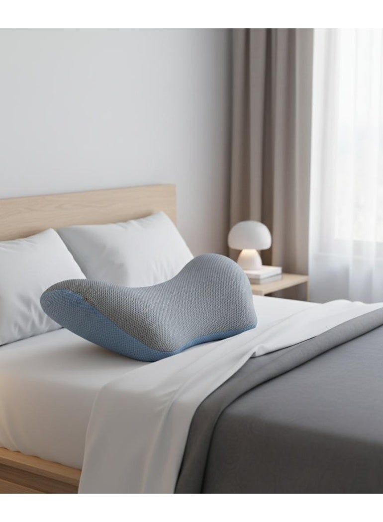 أي كي دي سي وسادة دعم الكتف العظمية من AKDC - إسفنج عالي الكثافة مع نسيج شبكي يسمح بالتهوية، رمادي وأزرق، 46×25 سم - Image 2