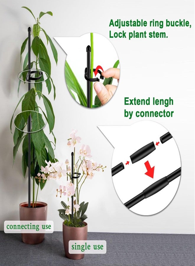SupKing Plant Stakes 17inch &11inch SupKing Adjustable Length Plant Support Stake 16Pcs Black Orchid Stick with Clips for Indoor Outdoor,Garden Pole for Potted Tomato Amaryllis Vegetables with 20 Ties - Image 3