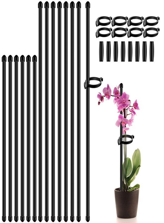 SupKing Plant Stakes 17inch &11inch SupKing Adjustable Length Plant Support Stake 16Pcs Black Orchid Stick with Clips for Indoor Outdoor,Garden Pole for Potted Tomato Amaryllis Vegetables with 20 Ties - Image 1