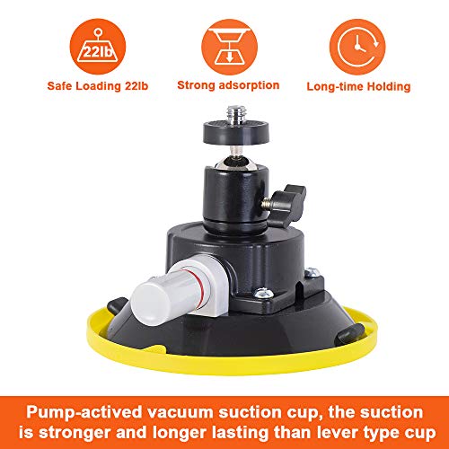 IMT 6" Suction Cup Camera Mount with 360 Ball Head, Air Pump Vacuum Suction Mount for Action Camera/DSLR/Camcorders/Phone, Camera Holder on Windshield/Window/Dashboard/Boats - Image 5