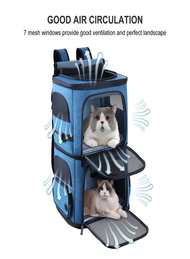 Groxkox Double Cat Carrier for 2 Cats,Dog Backpack Carrier for Medium Dogs,Double Compartment Pet Carrier Backpack for Dual Pets,for Outdoor Traveling/Stroll and Picnic (Blue) - Image 4
