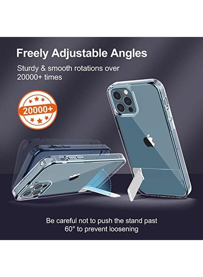 جي تيك حافظة لهاتف آيفون 12 برو ماكس مقاس 6.7 بوصة مع حامل يدعم الشحن اللاسلكي، غطاء نحيف مقاوم للصدمات مع حامل معدني ثلاثي الاتجاهات شفاف - Image 5