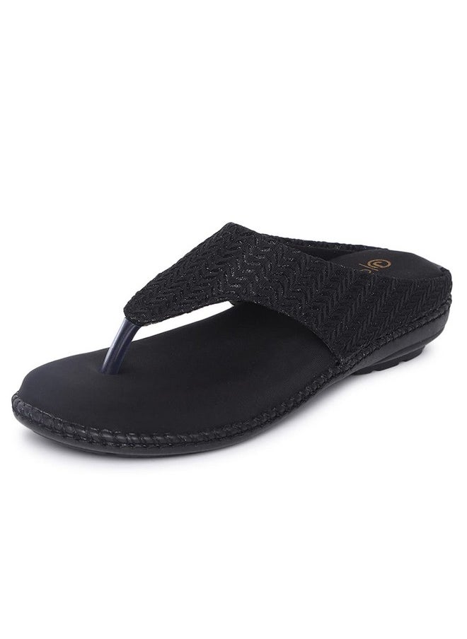 ORTHO JOY - ORTHO JOY Extra-Soft Doctor Slippers for Women || Fancy Slippers for Women Black color - Image 1