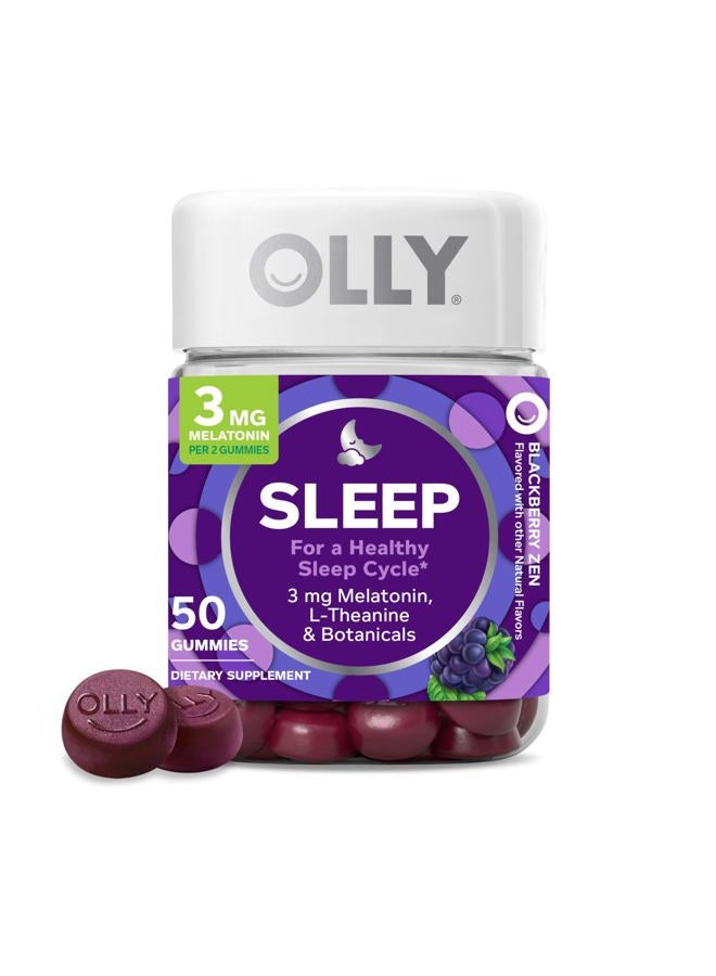 OLLY - Sleep Gummy, 3 mg Melatonin, L-Theanine, Chamomile, Lemon Balm, Sleep Aid, Blackberry, 50 Count - Image 1