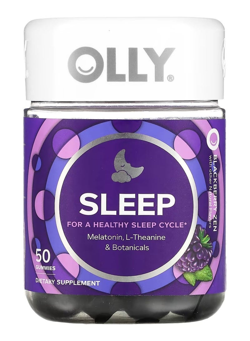OLLY Sleep Gummy, 3 mg Melatonin, L-Theanine, Chamomile, Lemon Balm, Sleep Aid, Blackberry, 50 Count - Image 1