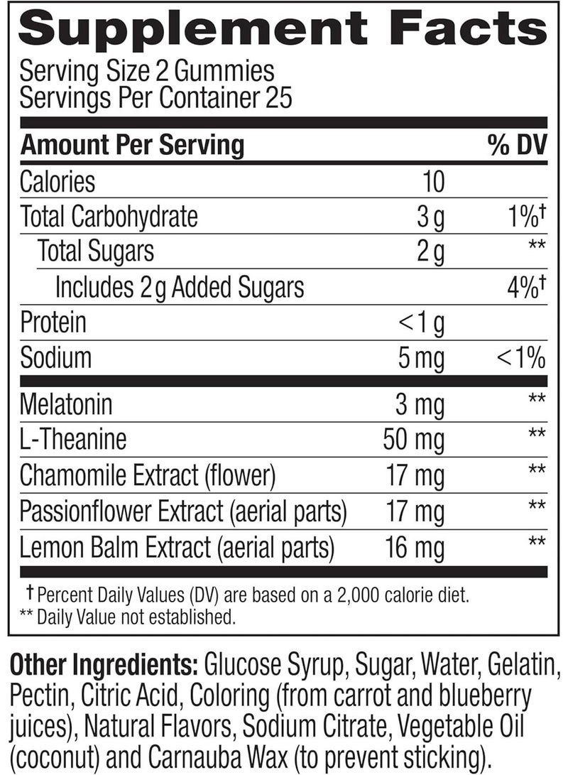 OLLY Sleep Gummy, 3 mg Melatonin, L-Theanine, Chamomile, Lemon Balm, Sleep Aid, Blackberry, 50 Count - Image 2