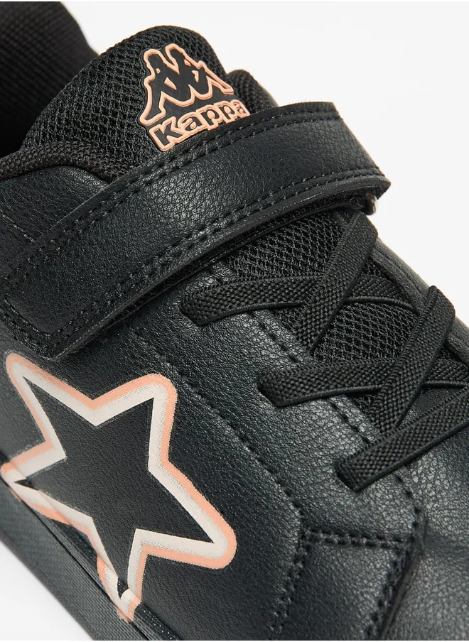 Kappa Girls' Star Print Sneakers with Hook and Loop Closure