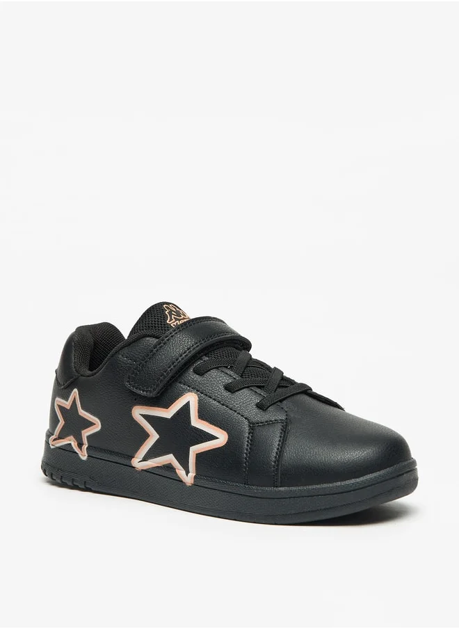 كابا Girls' Star Print Sneakers with Hook and Loop Closure