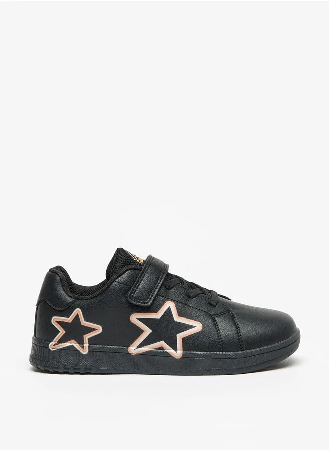 Kappa Girls' Star Print Sneakers with Hook and Loop Closure