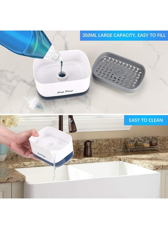 MOMENT Soap Pump Dispenser And Sponge Holder, 12 Ounces / 350Ml Dish Soap Dispenser For Kitchen, White  - Image 3