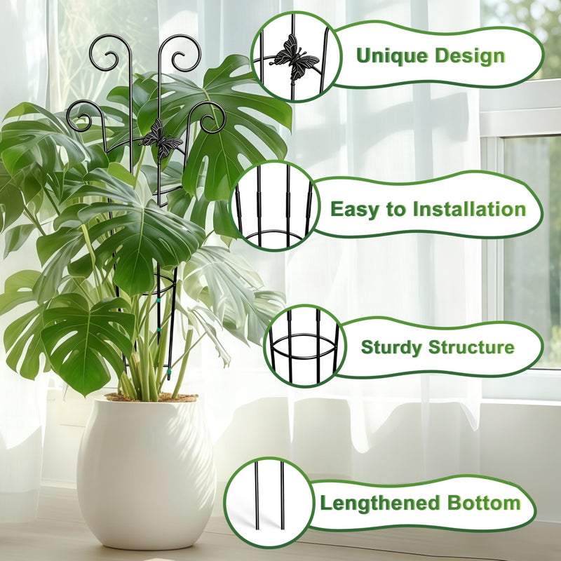 Coomin 32.6in Monstera Plant Support for Indoor Plants, 2P Trellis for Climbing Plants Indoor, Plant Climber Stakes for Potted Plants - Image 3