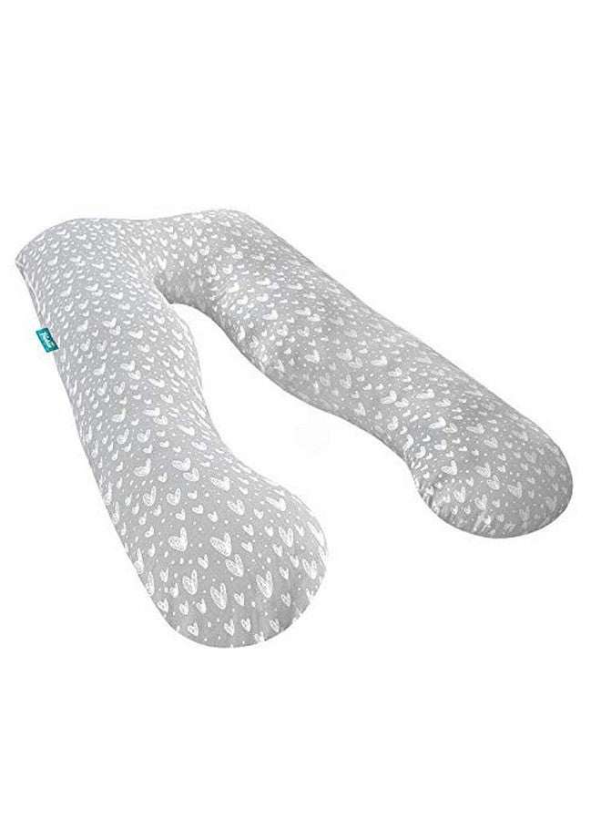 Biloban Pregnancy Full Body Pillow Cover Ushaped (Cover Only) Super Soft Pillowcase Replacement Cover For Maternity Pillow Universal Fit Grey Hearts Print - Image 2