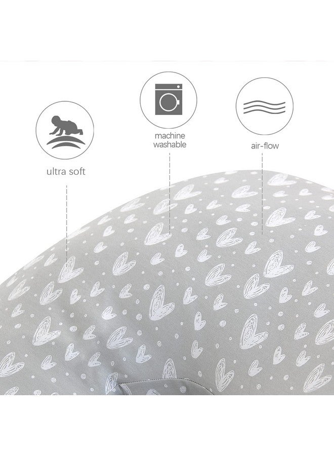 Biloban Pregnancy Full Body Pillow Cover Ushaped (Cover Only) Super Soft Pillowcase Replacement Cover For Maternity Pillow Universal Fit Grey Hearts Print - Image 3