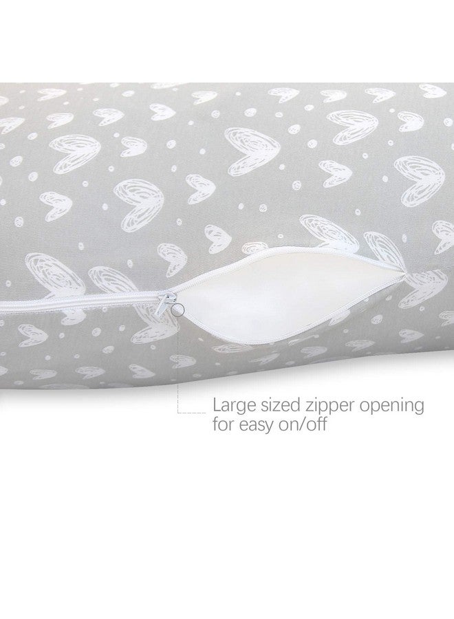 Biloban Pregnancy Full Body Pillow Cover Ushaped (Cover Only) Super Soft Pillowcase Replacement Cover For Maternity Pillow Universal Fit Grey Hearts Print - Image 4