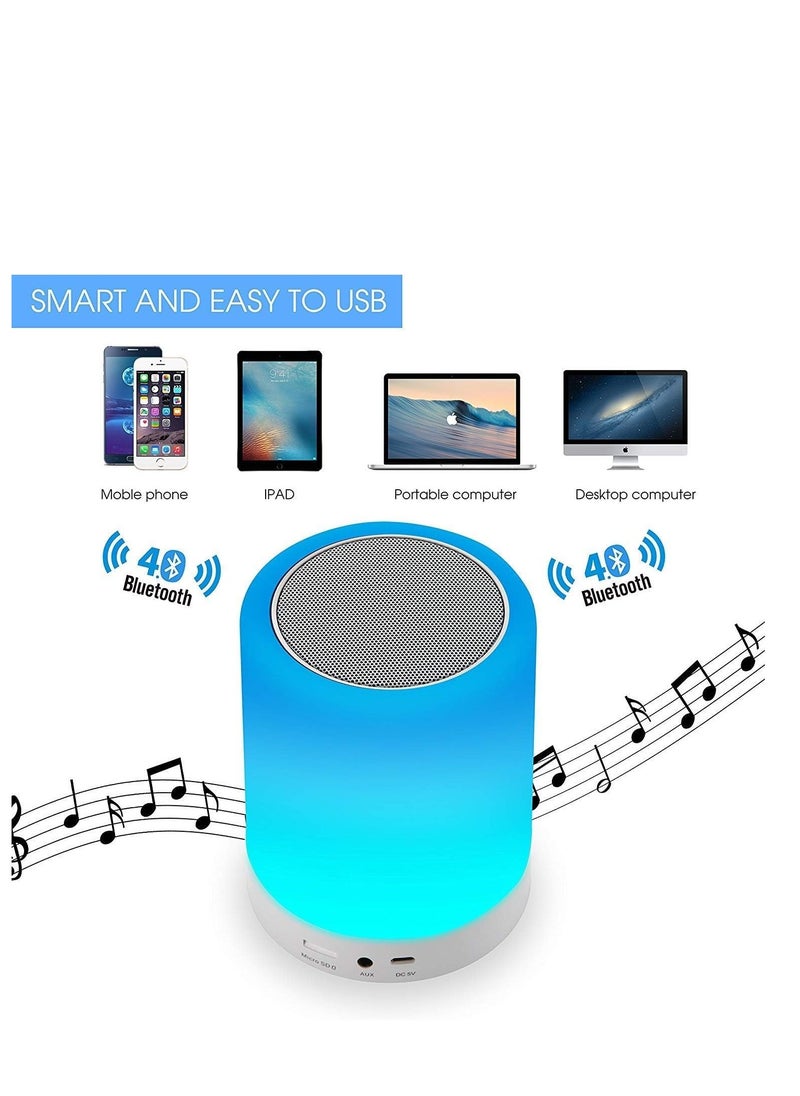 Generic - CL-671 Lamp Touch Control with Bluetooth Speaker -  7 Colors Switch Modes 3 Levels of Brightness  - Lamp for Bedroom - Portable Wireless Speaker -White - Image 1