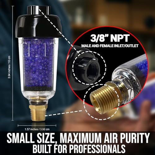 LE LEMATEC LEMATEC Compressed Air Dryer with Desiccant Filter System - Removes Oil, Water & Moisture for Pneumatic Tools, HVLP Paint Spray Guns - 150 PSI, 22 CFM Flow Rate - 3/8" - Image 5