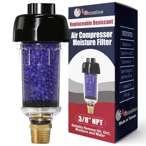 LE LEMATEC LEMATEC Compressed Air Dryer with Desiccant Filter System - Removes Oil, Water & Moisture for Pneumatic Tools, HVLP Paint Spray Guns - 150 PSI, 22 CFM Flow Rate - 3/8" - Image 1
