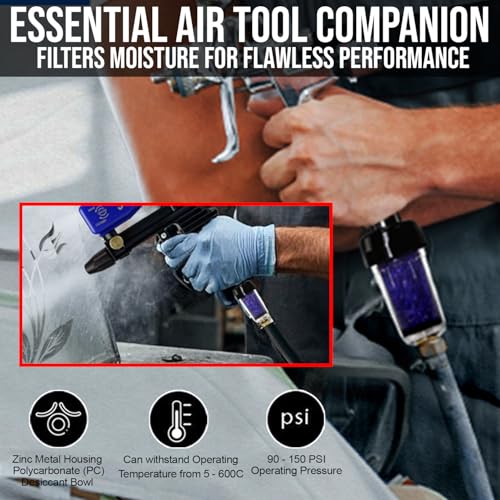 LE LEMATEC LEMATEC Compressed Air Dryer with Desiccant Filter System - Removes Oil, Water & Moisture for Pneumatic Tools, HVLP Paint Spray Guns - 150 PSI, 22 CFM Flow Rate - 3/8" - Image 4