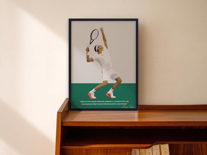 QUOTE - UNQUOTE ART QUOTE UNQUOTE ART Roger Federer Framed Poster Tennis Frames 13x17 inches Black Frame - Image 2