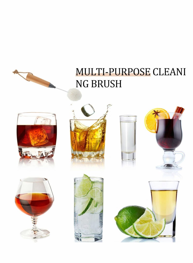 Glass Cleaning Brush Flute and Stemware Non Scratch Foam with Wooden Handles for Champagne Flutes Glassware Drinking Cleaner Tool (Dark Color, 2PCS)  - Image 4