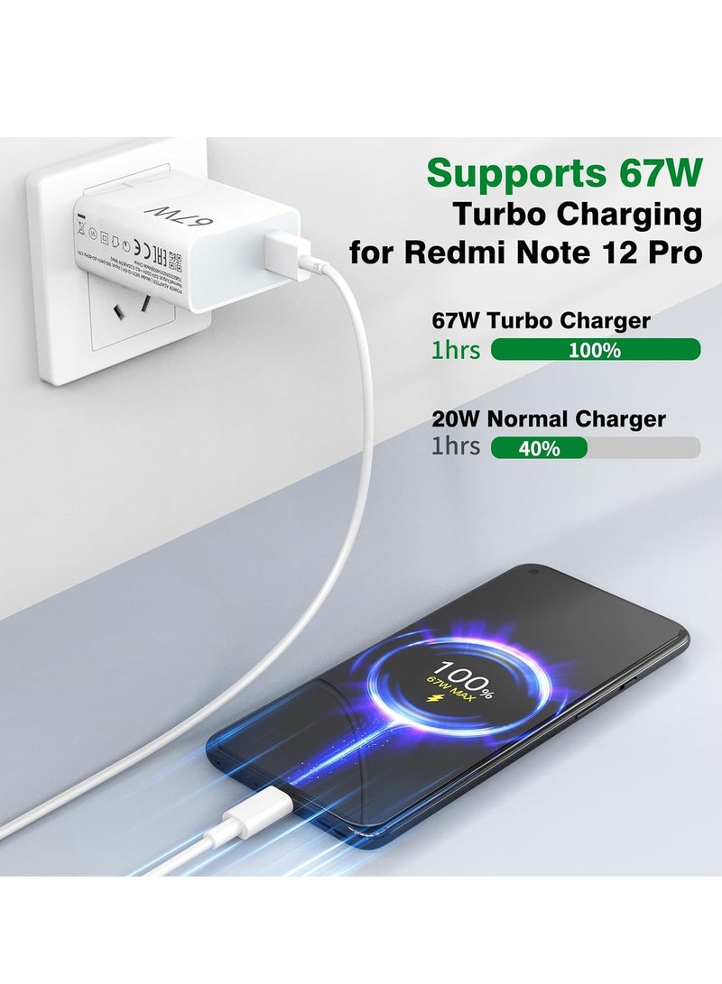 67W Fast Charger Plug Compatible with  Xiaomi, 5A/1M Turbo Charging Cable, Type A Wall Charger UK, USB C Cable for Xiaomi 15/14/14T/13/13 Lite 13/13 Pro/12T/12 12X Redmi Note 14/13/12/11 Pro/10/K80/ - Image 4