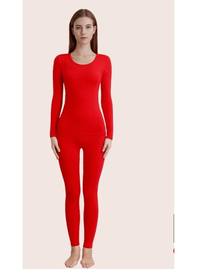 NIBEMINENT Women's High-elastic Autumn Top and Bottom Set Thin Body-friendly Moisturizing Base Layer Soft and Warm Autumn Underwear - Image 1