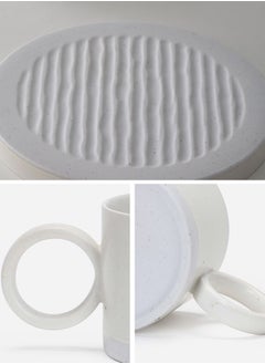 Perfii Set of 4 Elegant Cup and Saucer Set with Round Handle for Efficient Storage, Premium Minimalist Design for a Complete Beverage Experience  - Image 4