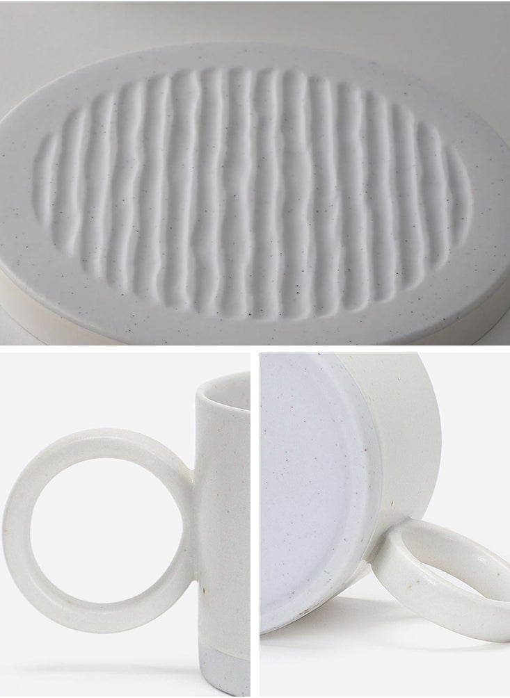 Perfii Set of 4 Elegant Cup and Saucer Set with Round Handle for Efficient Storage, Premium Minimalist Design for a Complete Beverage Experience  - Image 4