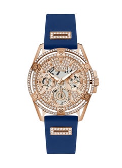 GUESS Women’s Blue Rose Gold Tone Multi-Function Silicone Watch GW0536L5 - 40mm  - Image 1