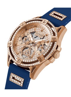 GUESS Women’s Blue Rose Gold Tone Multi-Function Silicone Watch GW0536L5 - 40mm  - Image 2