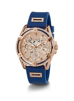 GUESS Women’s Blue Rose Gold Tone Multi-Function Silicone Watch GW0536L5 - 40mm  - Image 5