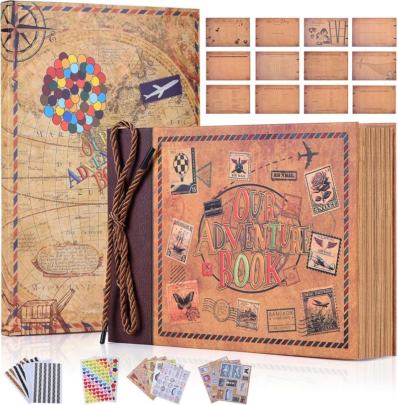 FEIYU BUY Adventure Book Diary Photo Scrapbook, Adventure Wedding Planning Book with Embossed Cover,Inspired by the 'Up' Saga, Ideal for Memories,Weddings,Traveling,Birthdays,Christmas,Newly Engaged Couples - Image 1