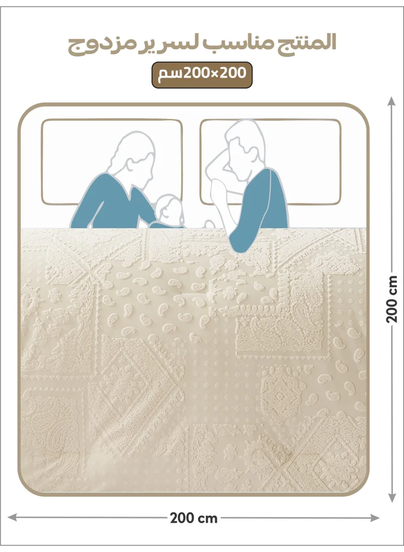 دوناتيلا طقم مفرش فاخر 8 قطع مقاس مزدوج 240×260سم جاكار فاخر  بحشوة 350 جم - يشمل لحاف، شرشف مطاط، أغطية مخدات وخداديّات