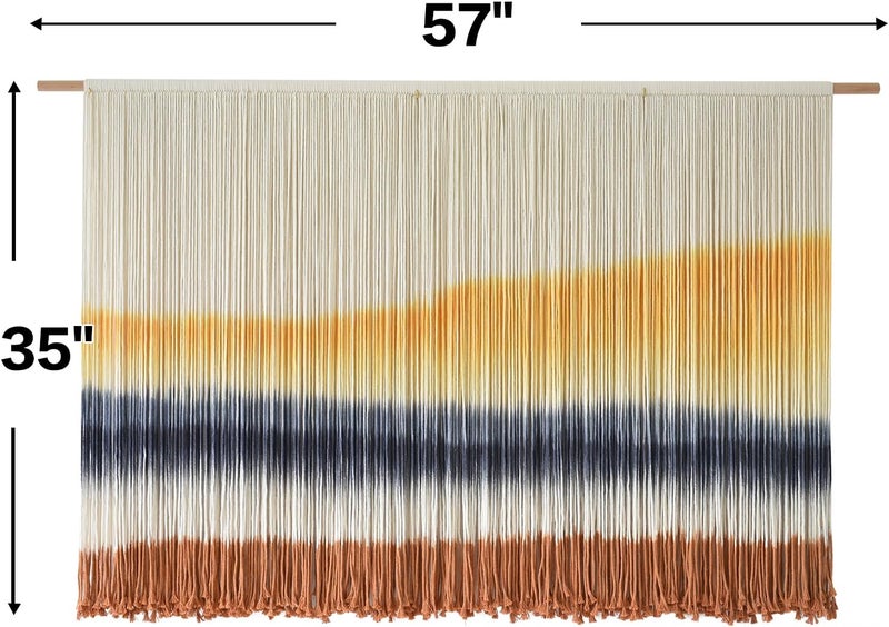Flber Macrame Wall Hanging Extra Large Dip-Dyed Coastal Tapestry Boho Wall Decor for Living Room Bedroom Above Couch 57" W x 35" L - Image 5