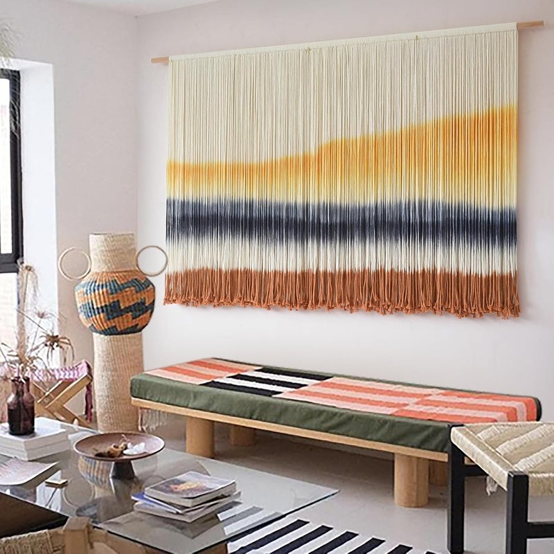 Flber Macrame Wall Hanging Extra Large Dip-Dyed Coastal Tapestry Boho Wall Decor for Living Room Bedroom Above Couch 57" W x 35" L - Image 4