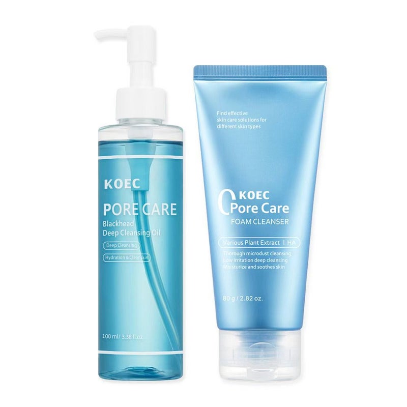 Koec Zero Pore Facial Cleansing Set Amino Acid Facial Cleanser 80G + Cleansing Makeup Remover Oil 100G - Image 2