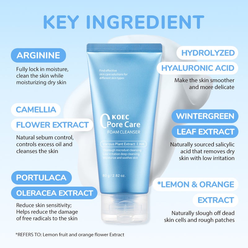 Koec Zero Pore Facial Cleansing Set Amino Acid Facial Cleanser 80G + Cleansing Makeup Remover Oil 100G - Image 4