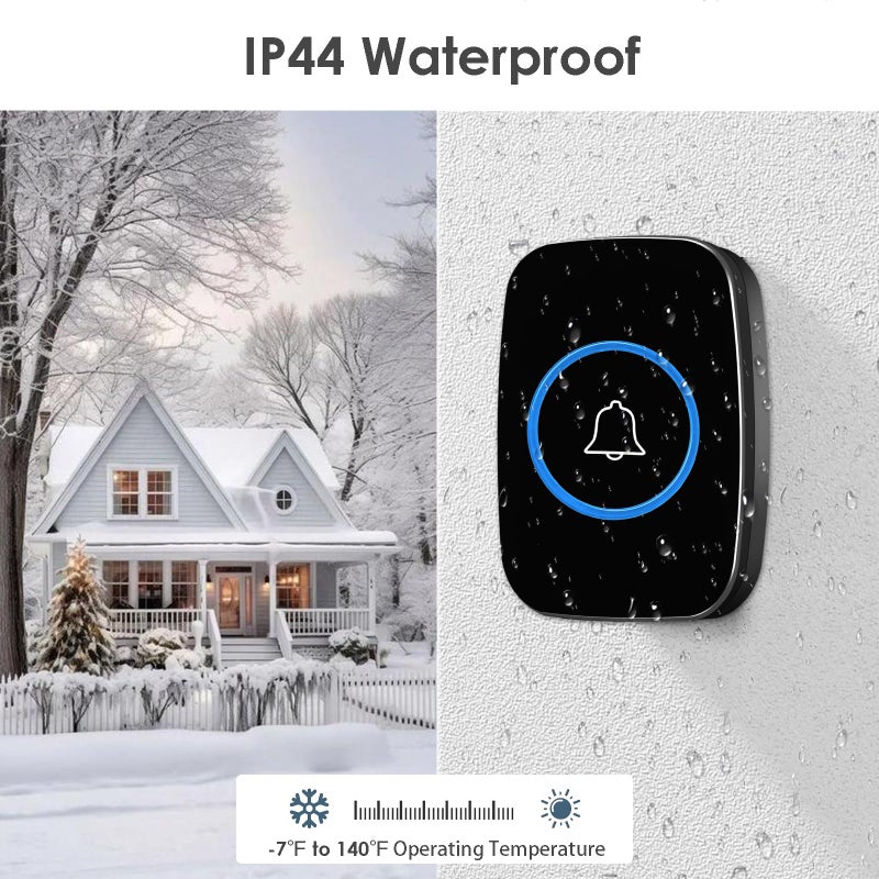 Full House Wireless Doorbell, Waterproof Door Bell Kit, Distinguish Front and Rear Doors, Over 1000 feet Range and 60 Chime, 5 Levels Volume and LED Flash, for Home Office Classroom - Image 4