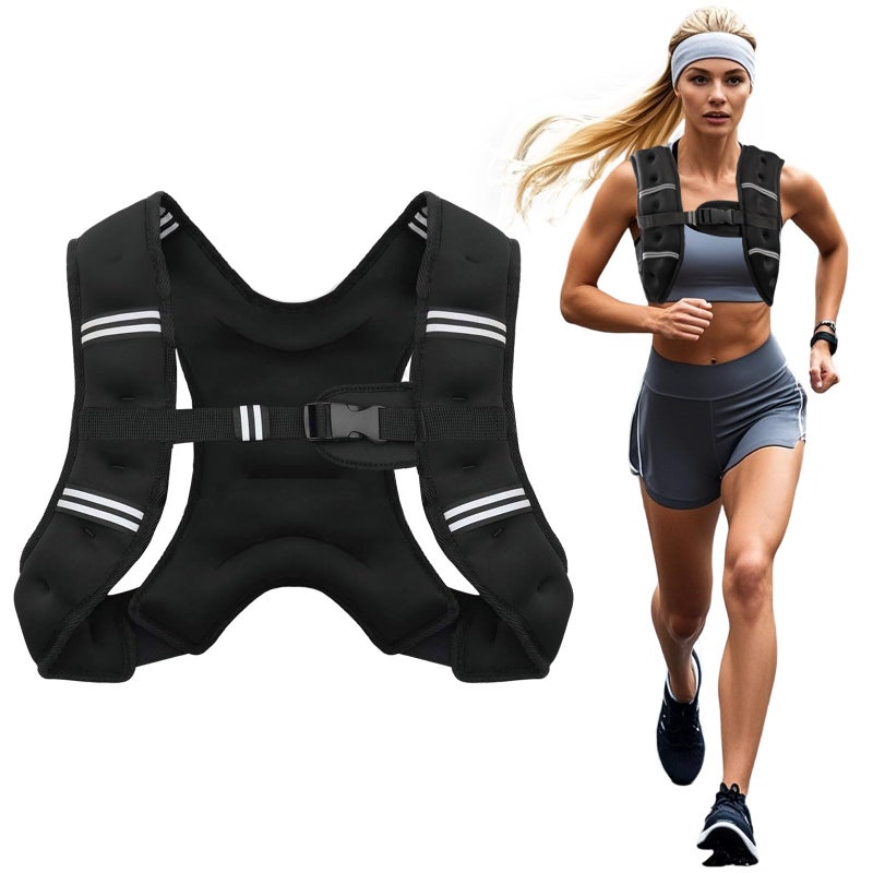 Poudee Weighted Vest, 6LB Weight Vest for Men Women, Body Weight Vests Adjustable with Reflective Stripe for Strength Training, Running, Training Workout, Jogging, Walking - 6LB - Image 1