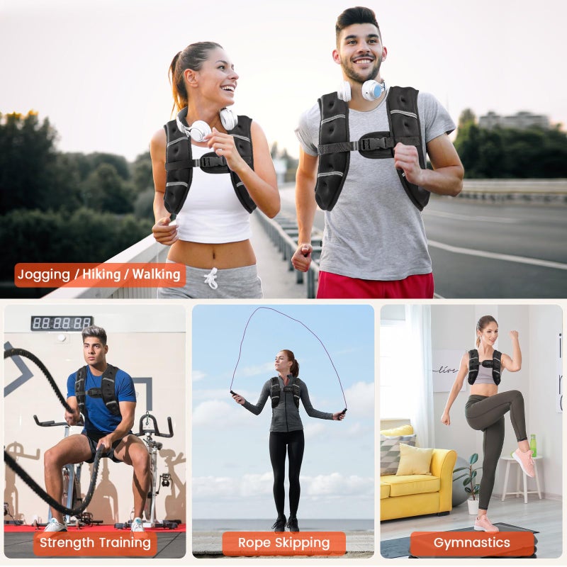 Poudee Weighted Vest, 6LB Weight Vest for Men Women, Body Weight Vests Adjustable with Reflective Stripe for Strength Training, Running, Training Workout, Jogging, Walking - 6LB - Image 2