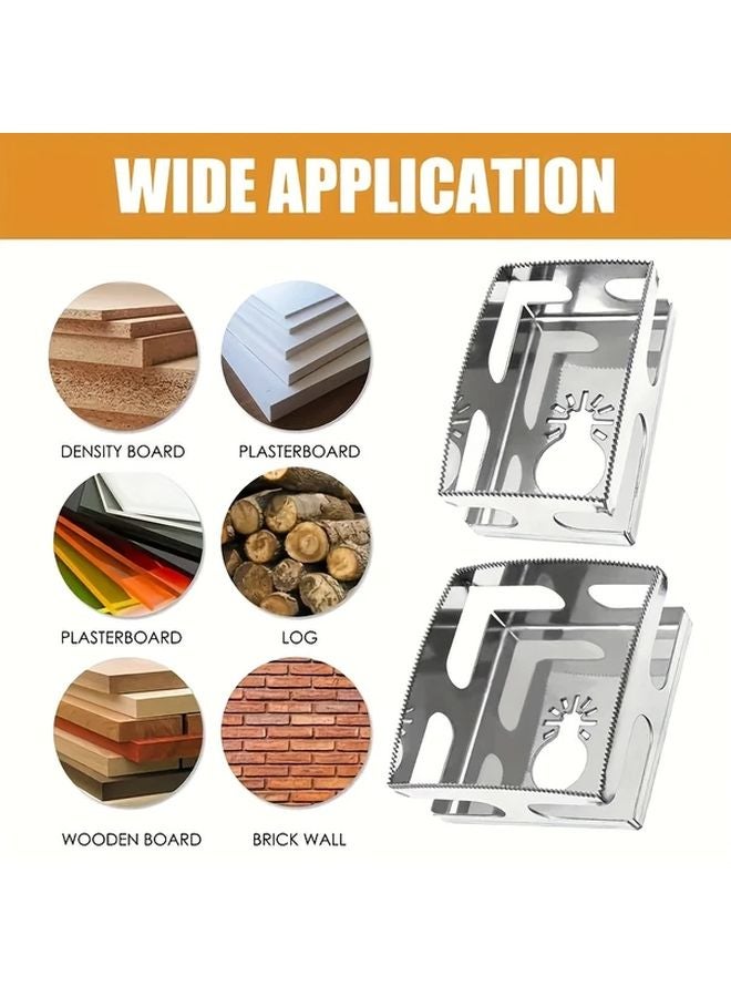 2PC Hole Opener Woodworking Square Drill Stainless Steel Sleeve Tool Kit Hexagonal Handle - Image 3