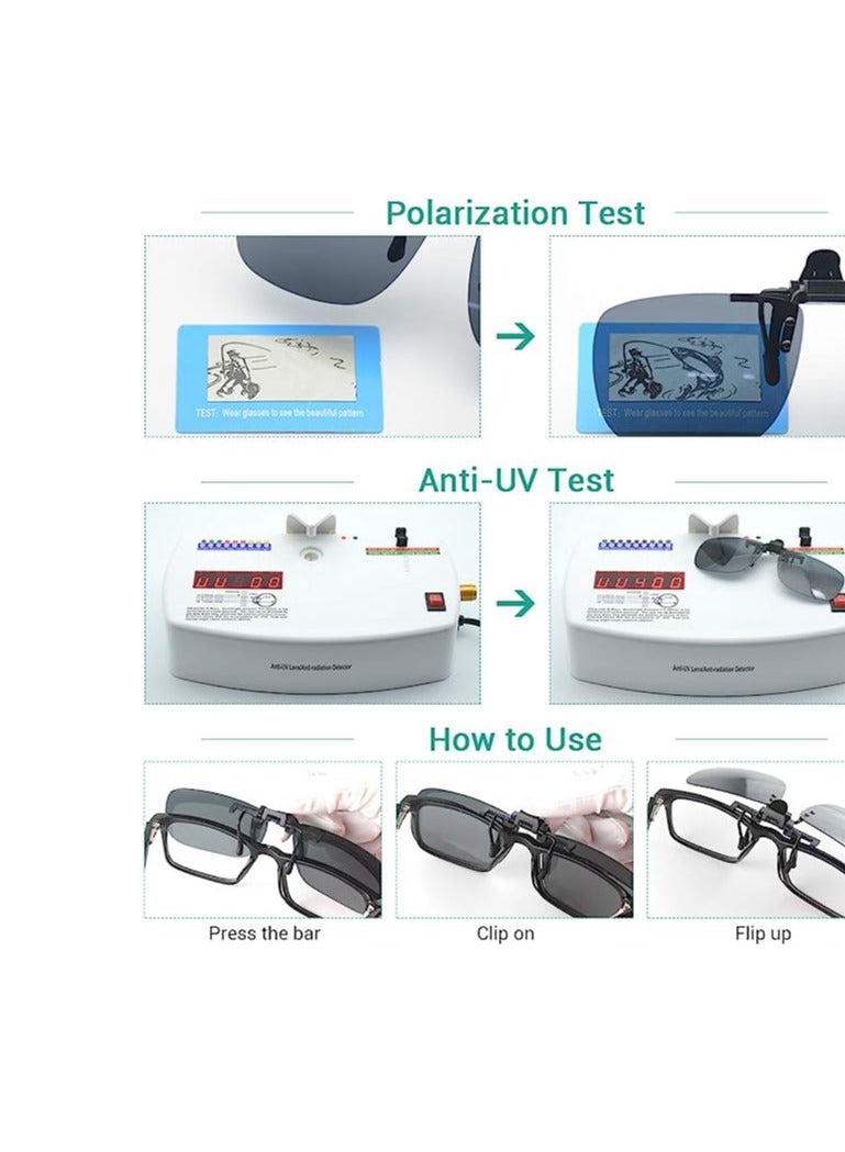 Estelle Clip On Sunglasses Polarized Sunglasses to Clip onto Eyeglasses Flip Up for Men and Women Dark Green - Image 4