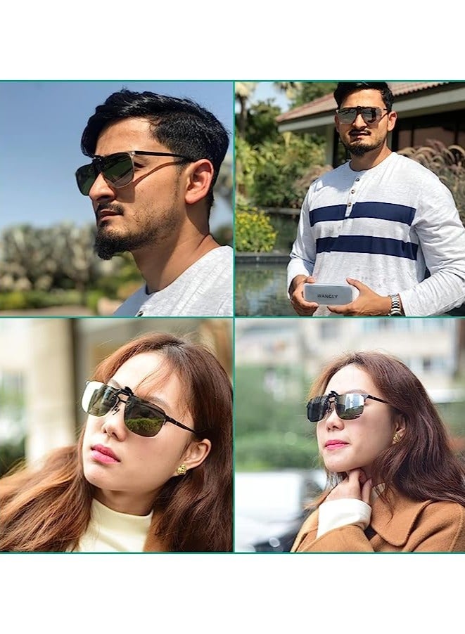 Estelle Clip On Sunglasses Polarized Sunglasses to Clip onto Eyeglasses Flip Up for Men and Women Dark Green - Image 5